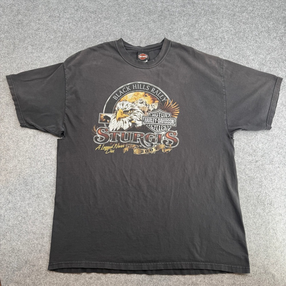 Harley-Davidson T-Shirt Mens XL 2007 Sturgis Black Hills Rally Black Hanes Beefy